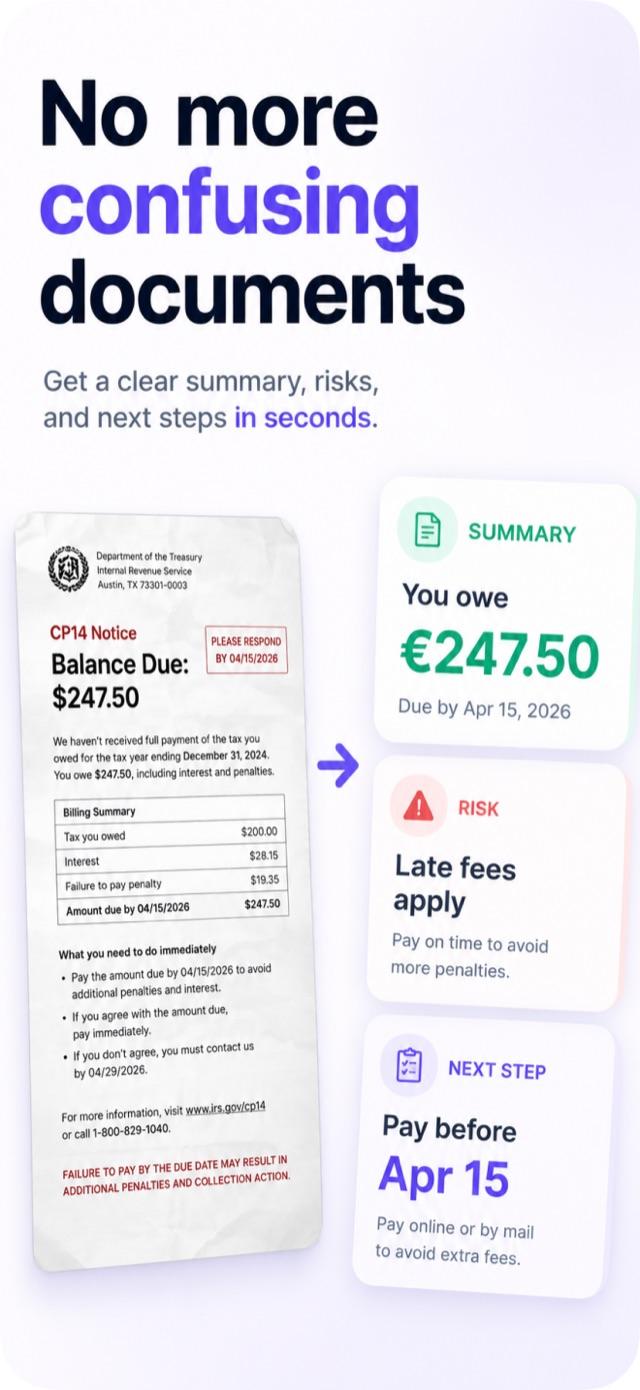 Contract analyzer app scanning a paper contract