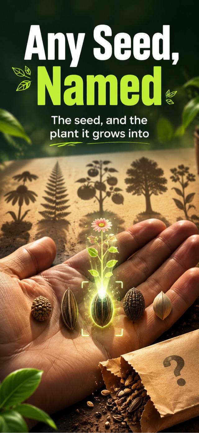 Seed identifier app scanning seeds with the camera