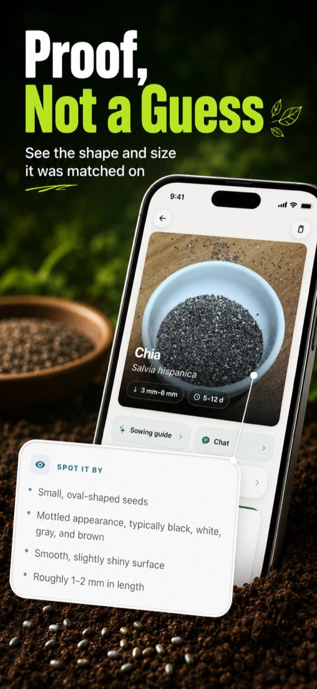 Sowing instructions with depth, spacing, and season