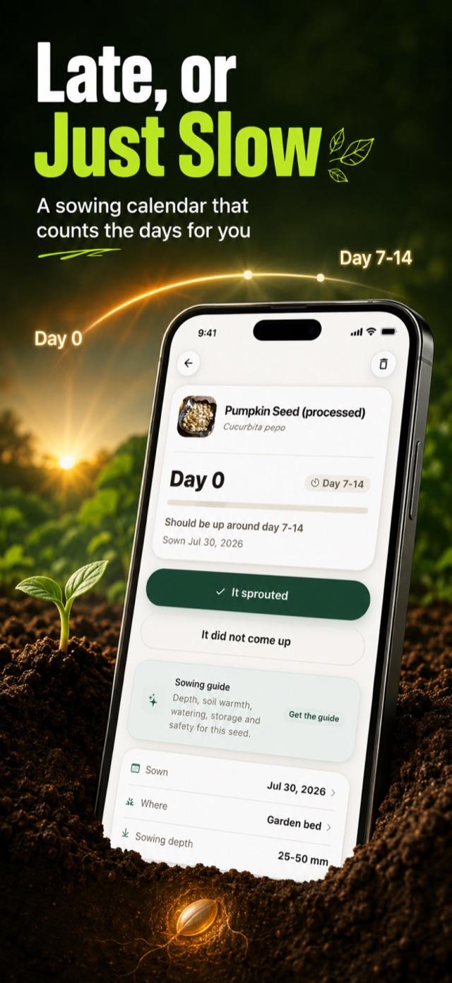 Sowing tracker with days since planting