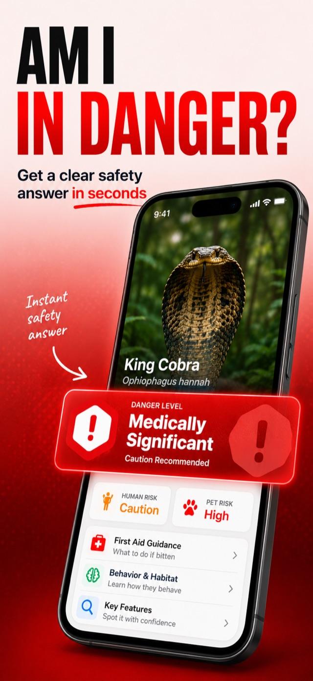 Identification result with species name and danger level
